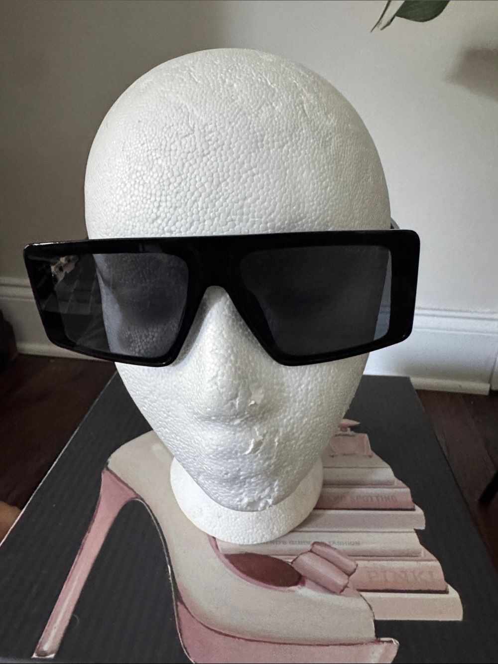 True Religion Black Oversized Rectangular Sunglasses